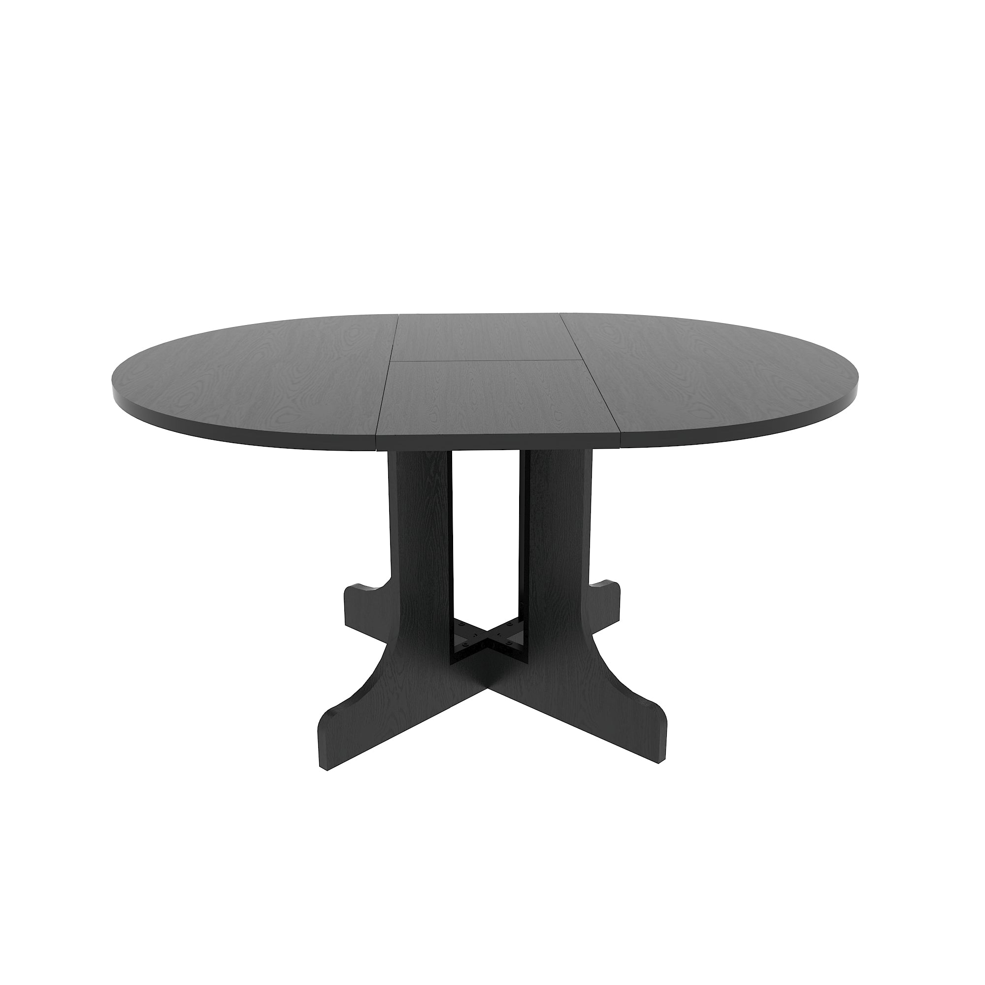 Farmhouse Kitchen Dining Table 59x43 Inch Expandable Oval Top with Removable Leaf Black MDF - Grand Goldman Shop
