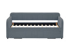 Twin Upholstered Daybed Frame with Trundle, Twin Size Sofa Bed for Bedroom Living Room Guest Room, Wood Slat Support,Grey - Grand Goldman Shop