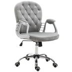 Velvet Home Office Chair, Button Tufted Desk Chair with Padded Armrests, Adjustable Height and Swivel Wheels, Gray | Premium 