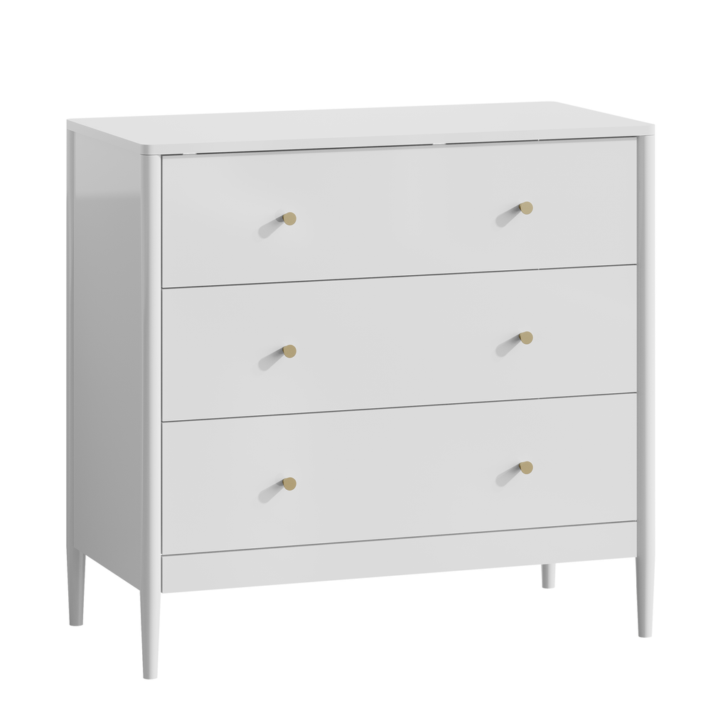 3 Drawer Dresser Chest, Modern White Storage Cabinet, MDF Wood Organizer for Bedroom, Living Room, Entryway, Small Space Furniture - Grand Goldman Shop