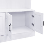 VIBE HAUS 79'' Tall Modern Hall Tree with Shoe Storage, 4-in-1 Entryway Bench with 6 Cabinets, 4 Coat Hooks & Adjustable Shelf for Hallway, living room, White - Grand Goldman Shop