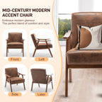 Mid-Century Modern Wingback Accent Chair with Solid Wood Frame and Extra-Thick Backrest – Lounge Chair for Living Room, Bedroom, or Reading Room - Grand Goldman Shop
