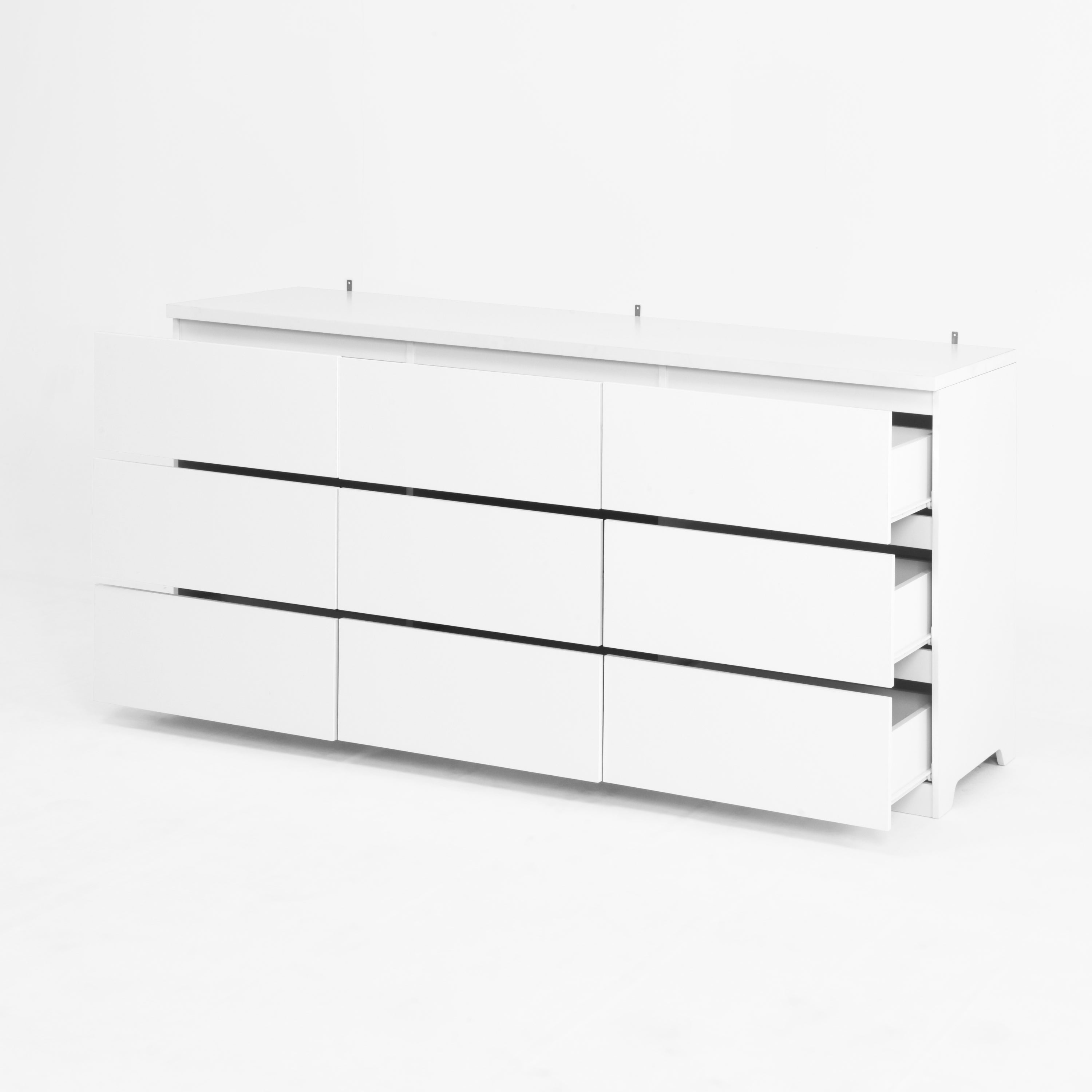 9 Drawer Dresser with No Handle Design, Modern White Matte Wood Dresser for Bedroom, Storage Chest of Drawers for Living Room, Hallway, Entryway - Grand Goldman Shop