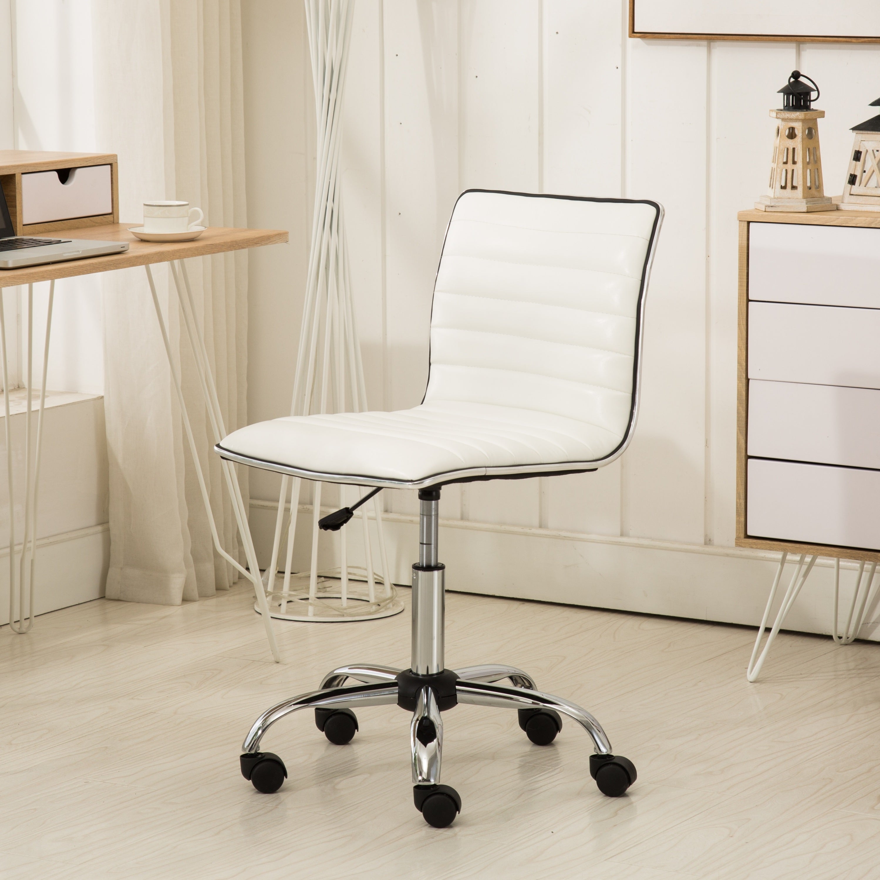 Fremo Chromel Adjustable Air Lift Office Chair, White | Premium Home Decor - Grand Goldman