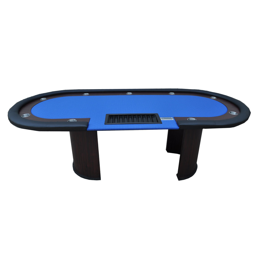 96' Poker Table Model 16367 with U Shape Legs, Drox Box, Chips Tray Blue - Grand Goldman
