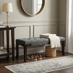 Linon Tufted Bench, Fabric, Gray - Grand Goldman Shop