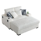 61.42Inch Square Arm Loveseat With Ottoman, 2PCS Back Cushions and 4PCS Toss Pillows, Cup Holder,Bluetooth Speaker,Wireless Charger,USB Ports for Living Room and Bedroom,Beige - Grand Goldman Shop