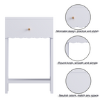 Modern Nightstand with Drawer and Open Shelf, Scalloped Edge Bedside Table in Light Purple, Minimalist Side Table for Kids Room or Girls' Room, Engineered Wood, 16.93 x 14.96 x 26.77 inches - Grand Goldman Shop