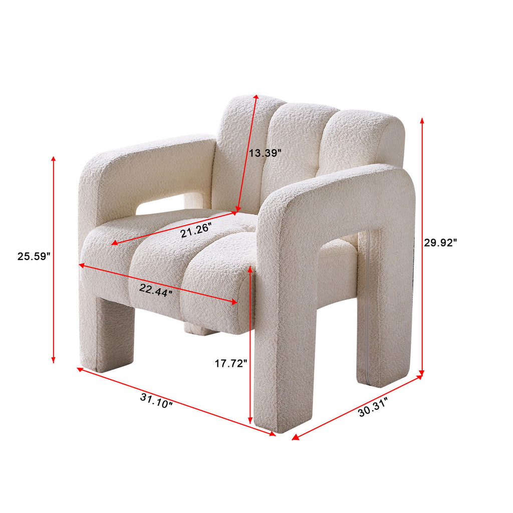 Stylish Boucle Upholstered Accent Chair with Solid Wood Frame and High-Density Foam in Beige - Grand Goldman Shop