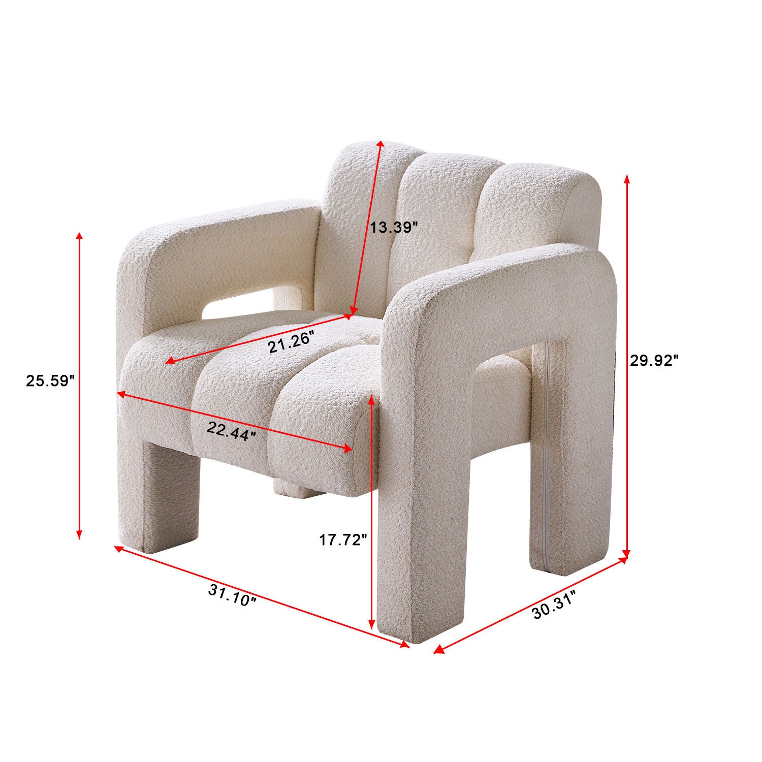 Stylish Boucle Upholstered Accent Chair with Solid Wood Frame and High-Density Foam in Beige - Grand Goldman Shop