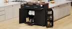K&K 47.2' Farmhouse Kitchen Island with Drop Leaf, Kitchen Storage Island with Removable Side Racks, Two Drawers, Rolling Kitchen Cart on Wheels with Towel Rack, for Home, Kitchen, Dining Room, Black - Grand Goldman Shop