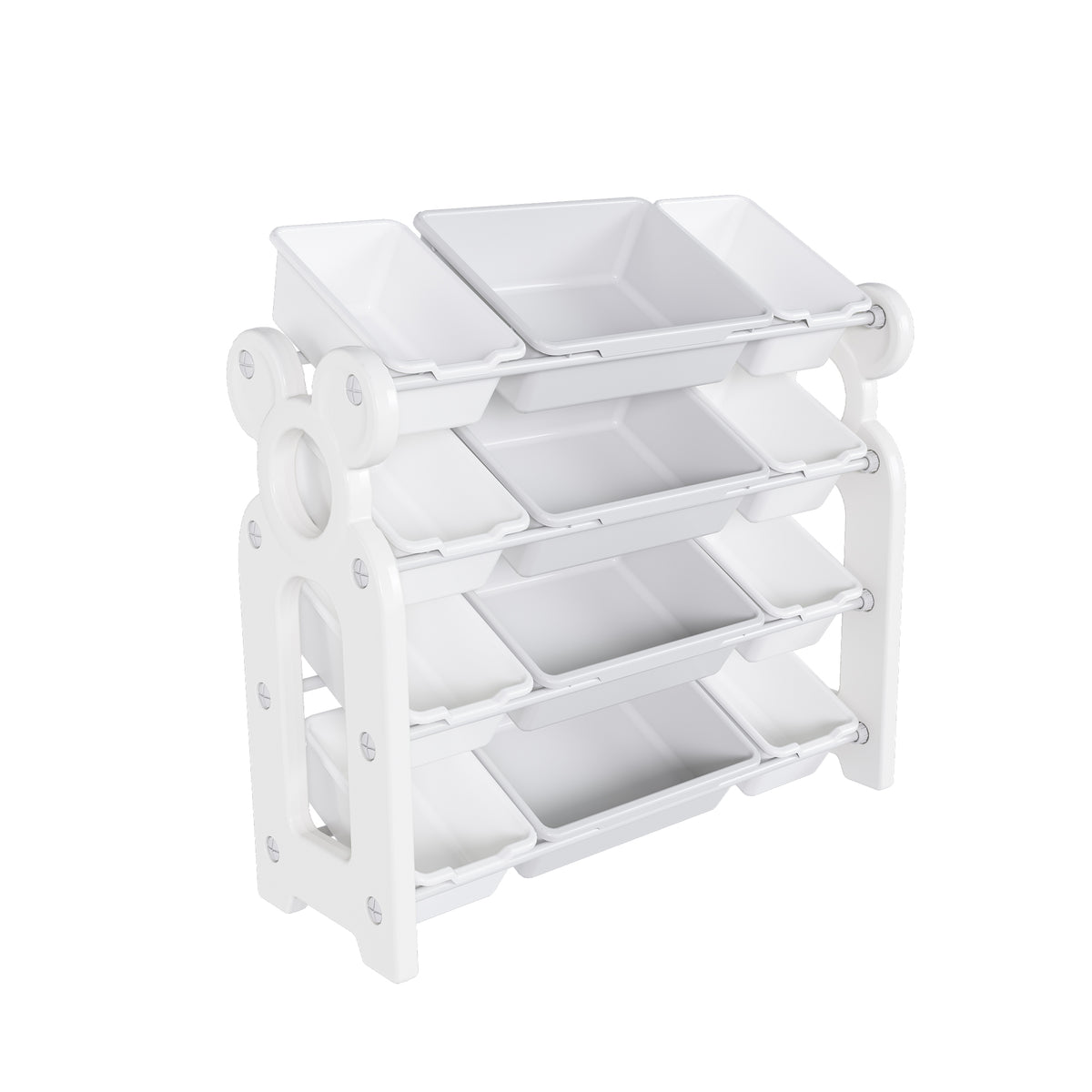 Multi-functional Kids Toy Storage Organizer Cabinet with HDPE Shelf and 12 Bins, Grey White, 33.07 x 14.17 x 33.86 inches - Grand Goldman Shop