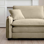 Ottoman Footstool in Corduroy Fabric, Can be Used with 2 Seater Sofas, 3 Seater Sofas and 4 Seater Sofas,Tan Corduroy Fabric - Grand Goldman Shop