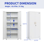 High Storage Cabinet with 2 Doors and 4 Partitions to Separate 5 Storage Spaces, Home/ Office Design - Grand Goldman