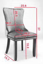 A&A Furniture,Upholstered Wing-Back Dining Chair with Backstitching Nailhead Trim and Solid Wood Legs,Set of 2, Gray,SW8809GY,  KD - Grand Goldman Shop