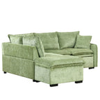 Convertible Sofa Bed Sectional Sofa Sleeper with Storage Ottoman, Green Chenille, 82.67 inches - Grand Goldman Shop