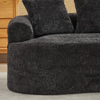 Curved Loveseat, Small Chenille Sofa with 3 Pillows, Deep Seat Couch for Apartment, Living Room, No Assembly Needed - Grand Goldman Shop