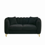 Modern Chenille Loveseat Sofa with Gold Metal Legs, Black Upholstery for Living Room and Bedroom - Grand Goldman Shop