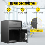 Digital Depository Safe 1.7 Cubic Feet Made of Carbon Steel Electronic Code Lock Depository Safe with Deposit Slot with Two E
