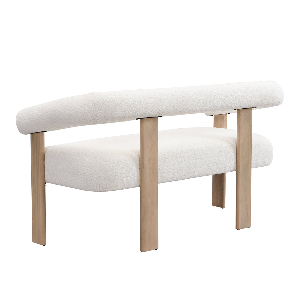 Round armrest loveseat(Beige+Natural) - Grand Goldman Shop