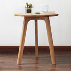 Round End Table- Small End Table Side Table Coffee Table Bedside Table Night Stand for Living Room Bedroom & Balcony, 100% Natural Solid Oak Wood Easy to Assemble - Grand Goldman Shop