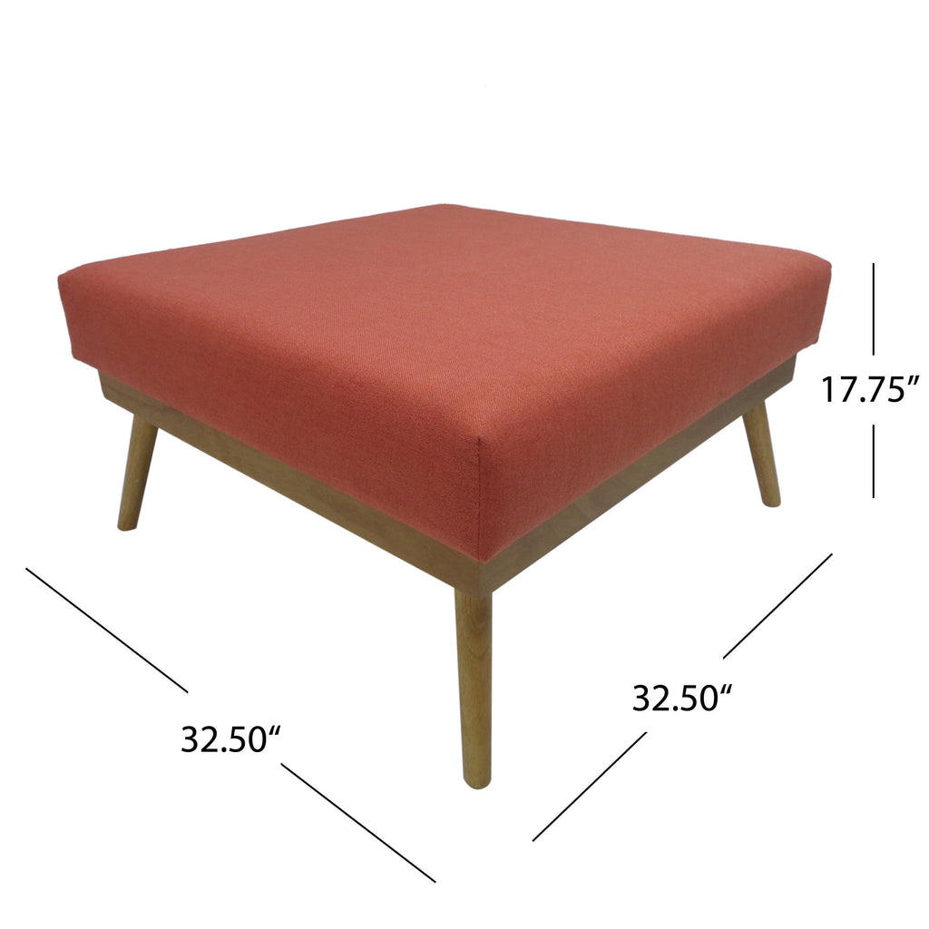 33' Large Square Ottoman Coffee Table, Upholstered Footrest Ottoman with Wood Farmhouse, for Living Room - Grand Goldman Shop