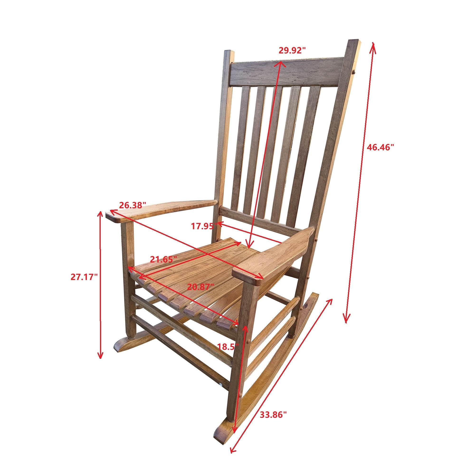 BALCONY PORCH Adult Rocking Chair Brown Solid Wood - Grand Goldman Shop