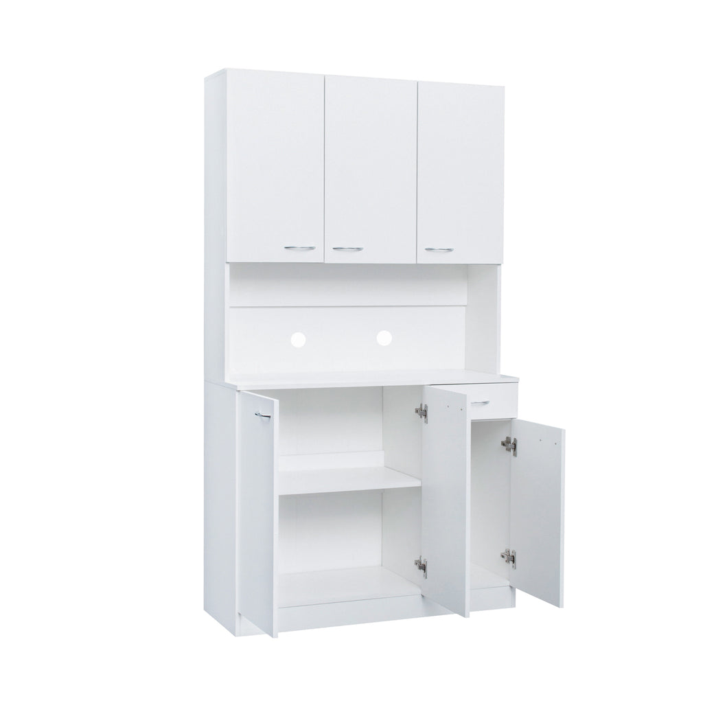 70.87' Tall Wardrobe& Kitchen Cabinet, with 6-Doors, 1-Open Shelves and 1-Drawer for bedroom,White - Grand Goldman Shop