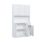 70.87' Tall Wardrobe& Kitchen Cabinet, with 6-Doors, 1-Open Shelves and 1-Drawer for bedroom,White - Grand Goldman Shop