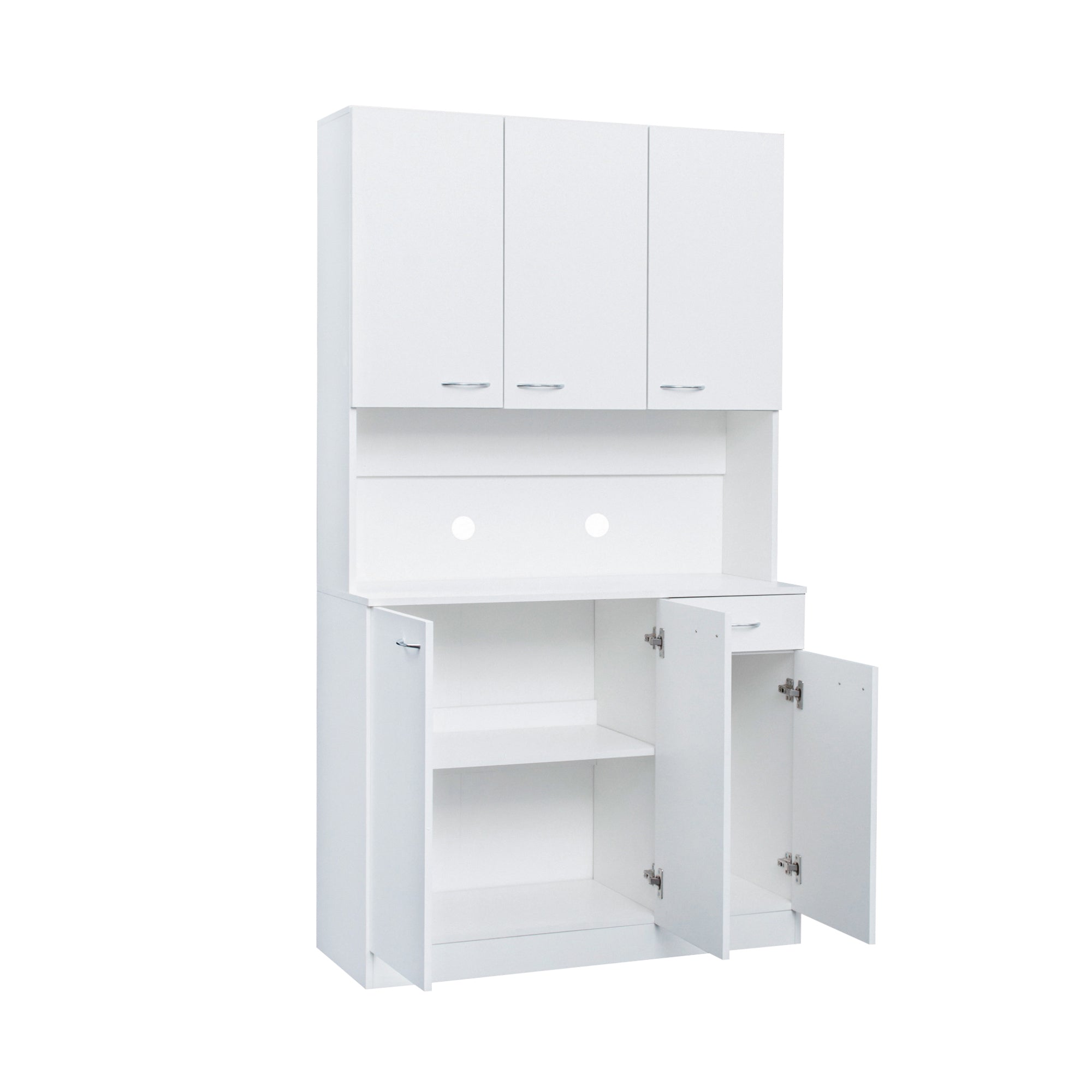 70.87' Tall Wardrobe& Kitchen Cabinet, with 6-Doors, 1-Open Shelves and 1-Drawer for bedroom,White - Grand Goldman Shop