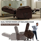 Brown Leatheraire Dual Motor Infinite Position Up to 350 LBS Power Lift Recliner Chair with Power-Remote, Heat Massage and Heavy Duty Motion Mechanism - Grand Goldman Shop