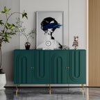 Modern Green Lacquered 4 Door Wooden Cabinet Sideboard Buffet Server Cabinet Storage Cabinet, for Living Room, Entryway, Hallway, Office, Kitchen and Dining Room - Grand Goldman Shop