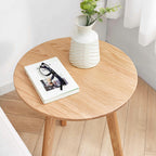 Round End Table- Small End Table Side Table Coffee Table Bedside Table Night Stand for Living Room Bedroom & Balcony, 100% Natural Solid Oak Wood Easy to Assemble - Grand Goldman Shop