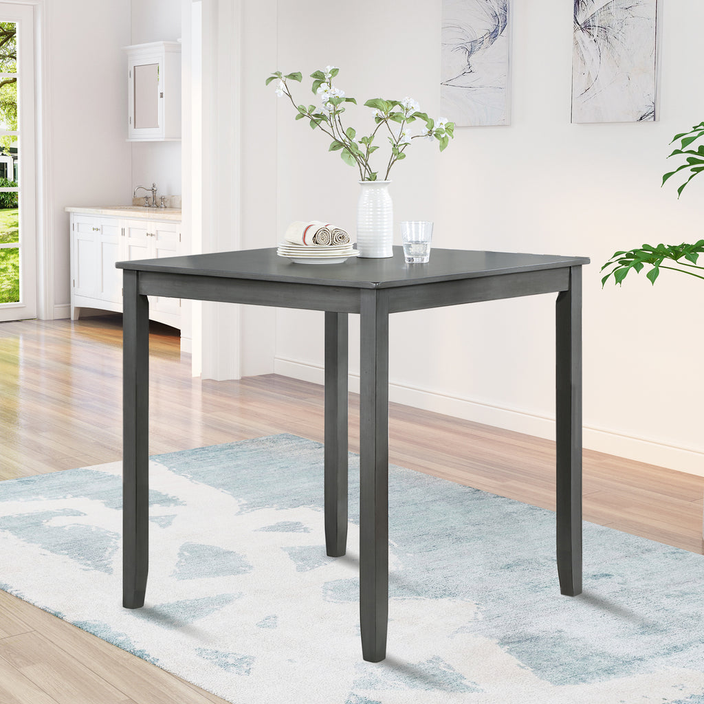 Wooden Dining Square Table, Kitchen Table for Small Space, 4 Person Counter Height Table, Gray, ONLY THE TABLE - Grand Goldman Shop