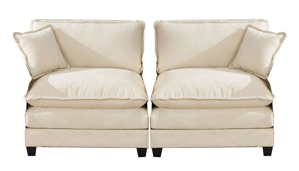 Cloud Sofa two Seats (the cushion on the armrest not included), Modern Sectional Couch, for Apartment, Comfy Double Layer Upholstered Seat Cushion, Breathable Chenille Fabric, Beige,SW504ABG - Grand Goldman Shop