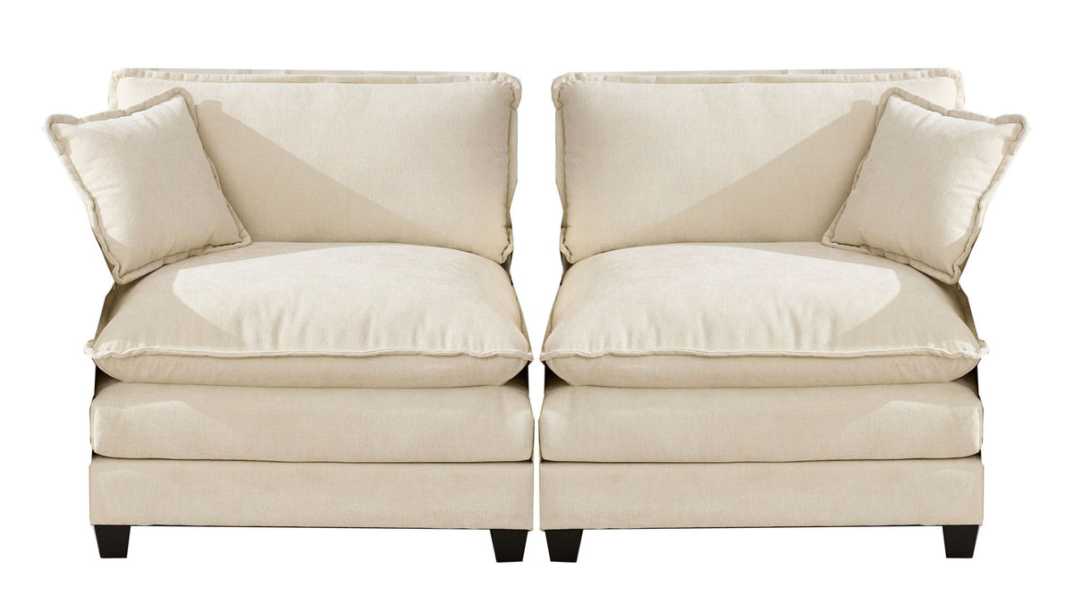 Cloud Sofa two Seats (the cushion on the armrest not included), Modern Sectional Couch, for Apartment, Comfy Double Layer Upholstered Seat Cushion, Breathable Chenille Fabric, Beige,SW504ABG - Grand Goldman Shop