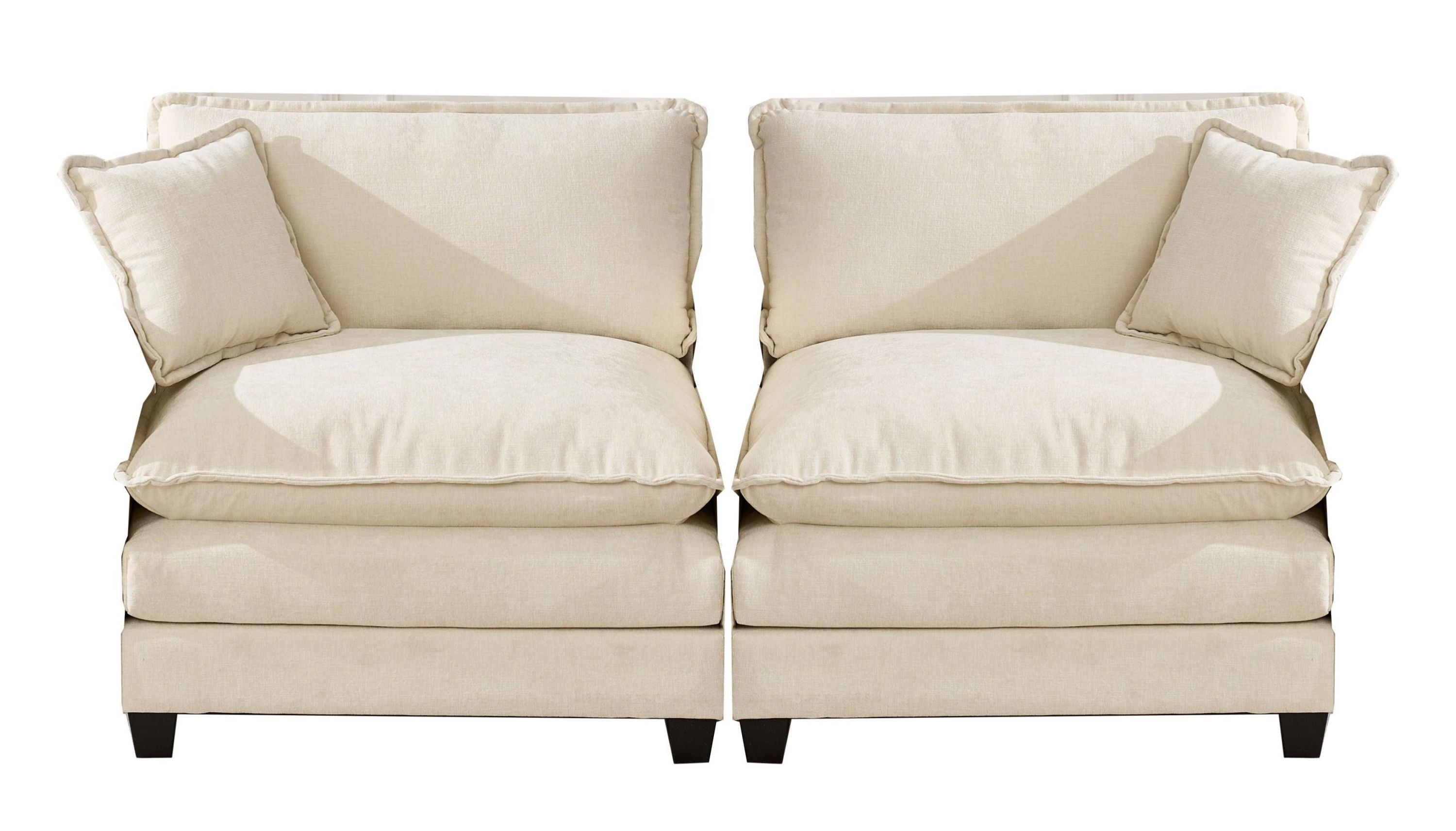 Cloud Sofa two Seats (the cushion on the armrest not included), Modern Sectional Couch, for Apartment, Comfy Double Layer Upholstered Seat Cushion, Breathable Chenille Fabric, Beige,SW504ABG - Grand Goldman Shop