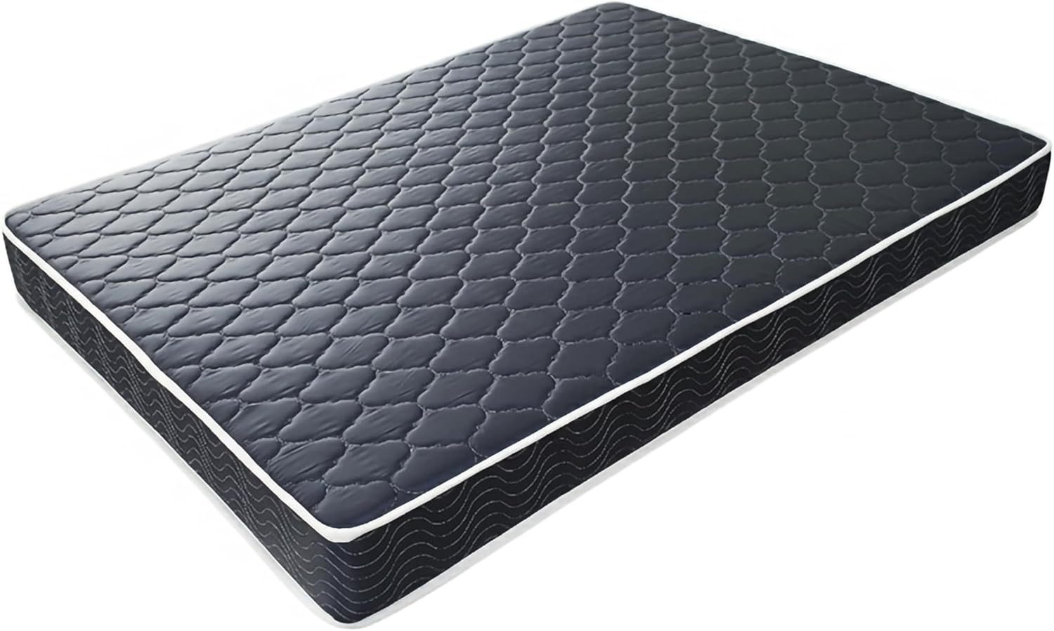 6-inch waterproof  high-density foam mattress with navy blue diamond-quilted breathable fabric. Quilting ensures both style and airflow for cool sleep.Full size(Ship randomly with black edge or white) - Grand Goldman Shop