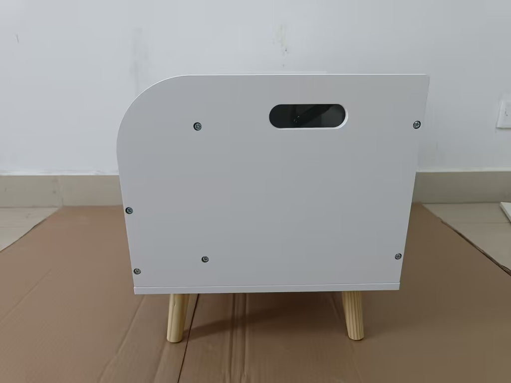 Wooden Toy Box with Front Bookshelf, Flip-Top Lid, Safety Hinge for Kids Room Organization in White, Solid Wood & MDF Constru