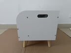 Wooden Toy Box with Front Bookshelf, Flip-Top Lid, Safety Hinge for Kids Room Organization in White, Solid Wood & MDF Constru