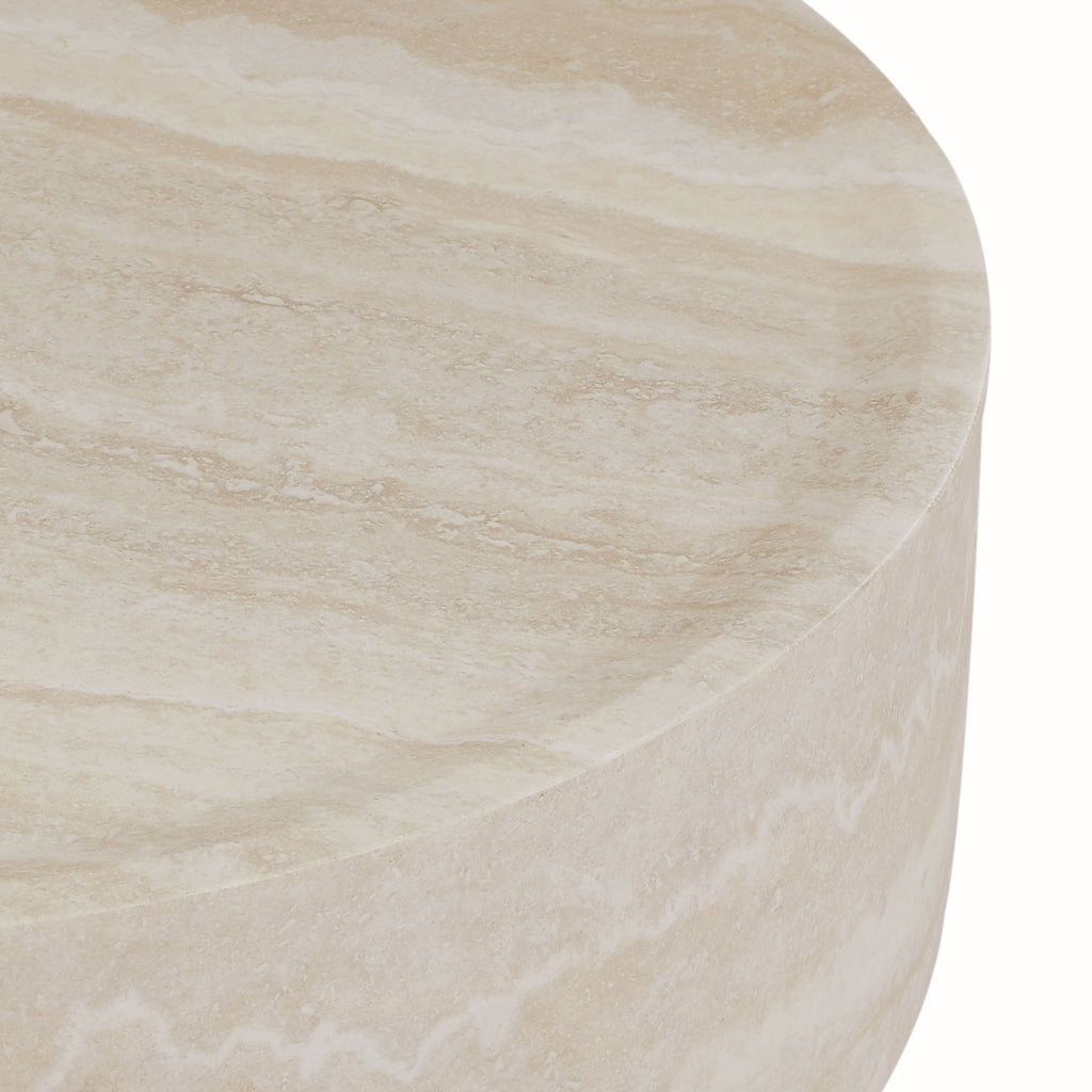 35.43'' Faux MARS Pattern Coffee Tables for Living Room Round Tea Faux Travertine Textured  table for Living Room, No Need Assembly. - Grand Goldman Shop