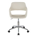 Contemporary Task Chair in Chrome Metal and Cream Faux Leather | Premium Home Decor - Grand Goldman