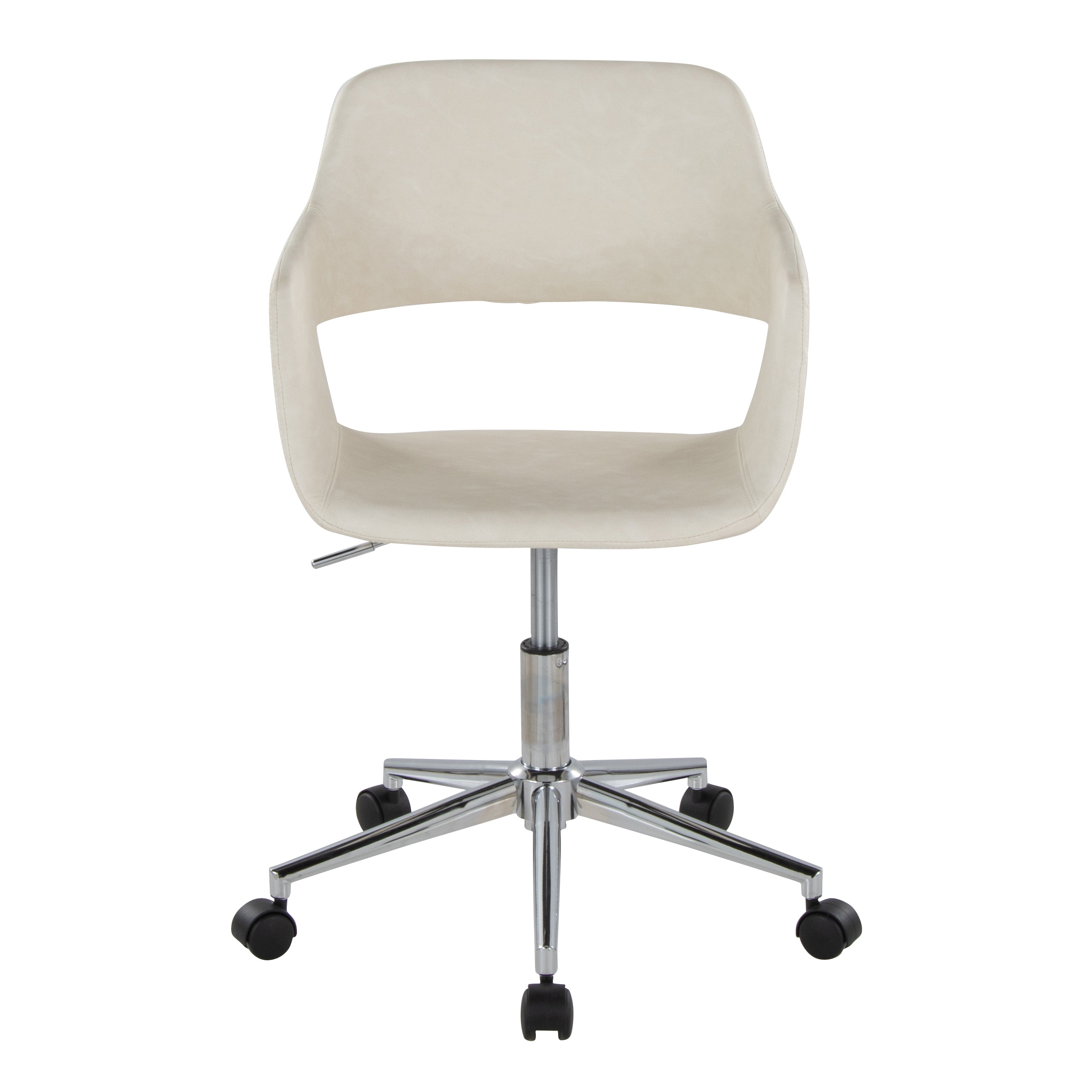 Contemporary Task Chair in Chrome Metal and Cream Faux Leather | Premium Home Decor - Grand Goldman