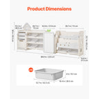 Kids Toy Storage with Bookshelf, 4-Tier Large Toy Storage Organizer with 10 Plastic Movable Bins, Kids Cubby Cabinet with Boo