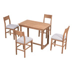 TOPMAX Farmhouse Counter Height 5-Piece Dining Table Set with 1 Rectangular Dining Table and 4 Dining Chairs for Small Places,Brown - Grand Goldman Shop