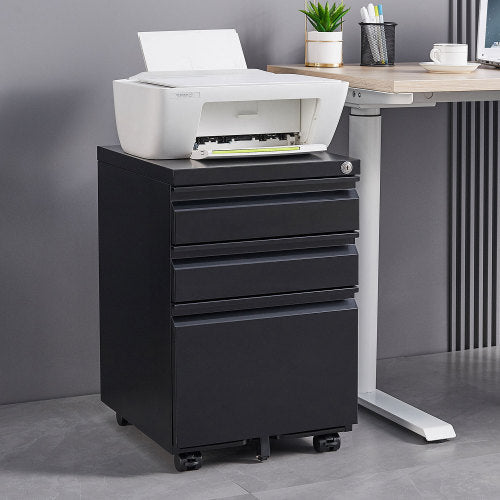 3-Drawer Mobile File Cabinet with Lock, 5 Wheels (2 Brakes + Anti-Tip),Cold Rolled Steel Fully Assembled Metal Filing Cabinet