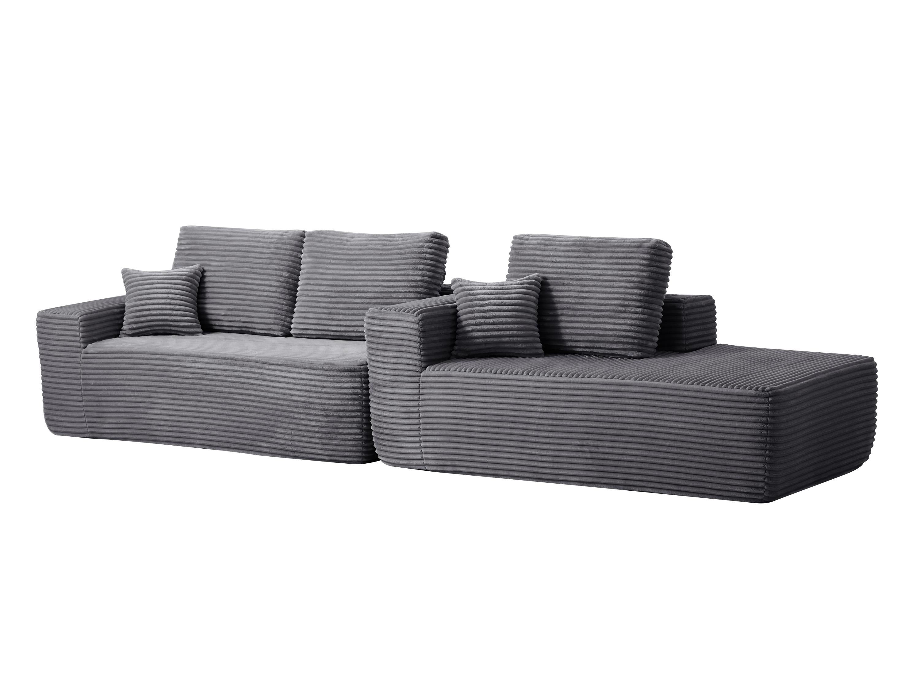 104' Cloud Sectional Sofa with L-Shape Chaise and Side Pockets , Modern Modular Design, Deep Seating, Upholstered Couch for Living Room/Bedroom, No Assembly Required (Plush Fabric), Grey,Right - Grand Goldman Shop