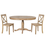 Modern Natural Wood Wash Dining Table Set for 4 with Round Table and Chairs, Solid Wood and MDF - Grand Goldman Shop