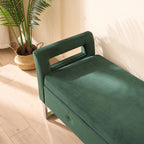 67.91' Wide Storage Soft Ottoman Bench with Armrests,Footrest Bed End Stool for Living Room, Dorm, Entryway and Bedroom, Green - Grand Goldman Shop