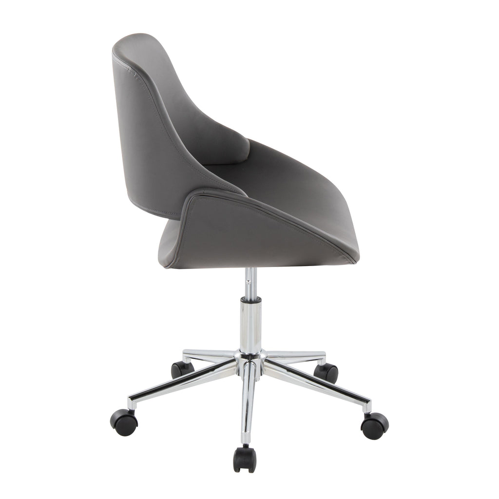 Contemporary Office Chair in Chrome Metal and Grey Faux Leather | Premium Home Decor - Grand Goldman